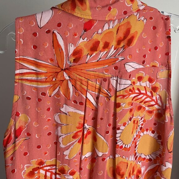 NWOT Vera for Anthropologie Floral Sleeveless Top Size S Pink Orange Blouse - Picture 5 of 15